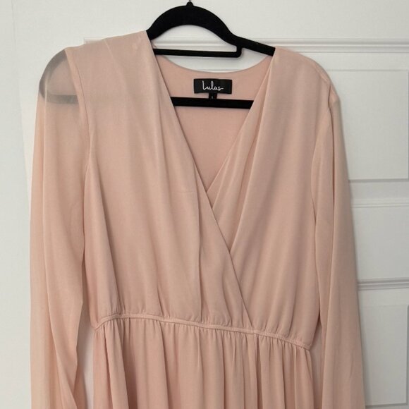 Light Pink Lulus Long Sleeve Maxi Dress - Picture 1 of 3